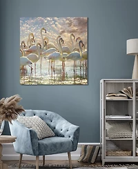 Empire Art Direct "Flamingo Flair" Frameless Free Floating Tempered Glass Panel Graphic Wall Art, 38" x 38" x 0.2"