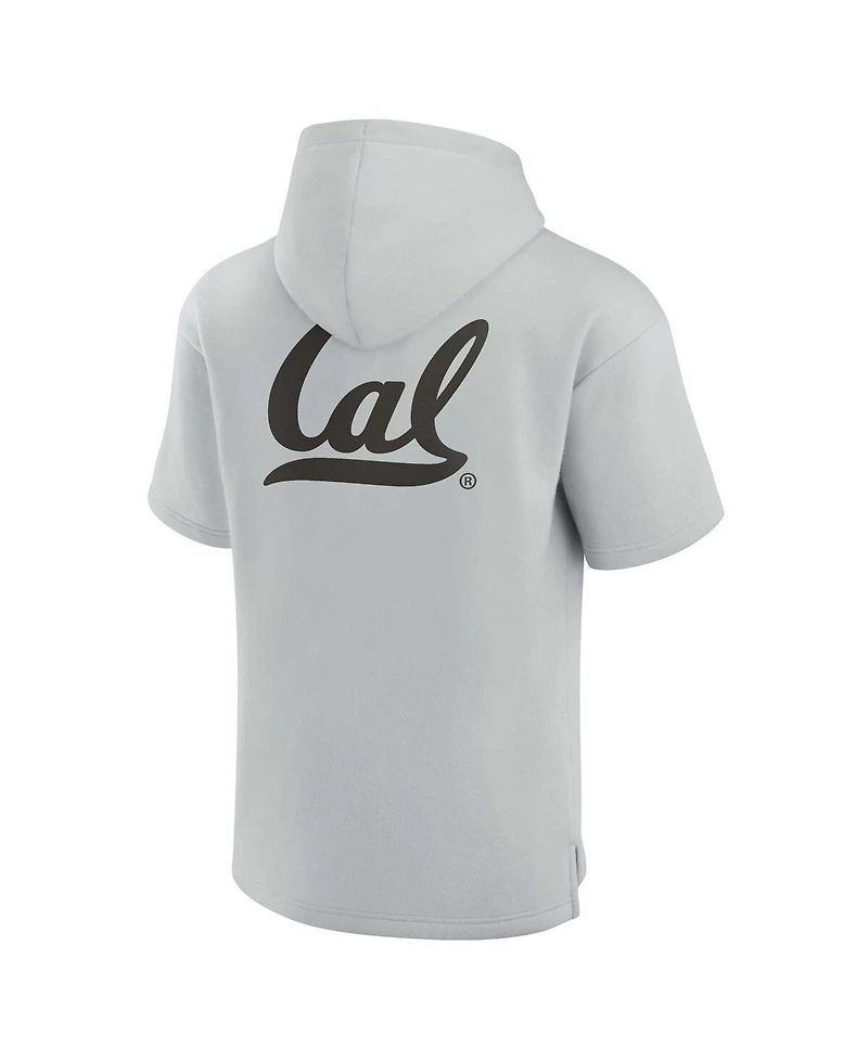 Men's and Women's Fanatics Signature Gray Cal Bears Super Soft Fleece Short Sleeve Pullover Hoodie