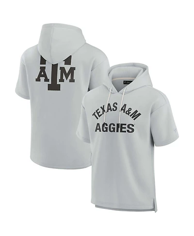 Men's and Women's Fanatics Signature Gray Texas A&M Aggies Super Soft Fleece Short Sleeve Pullover Hoodie