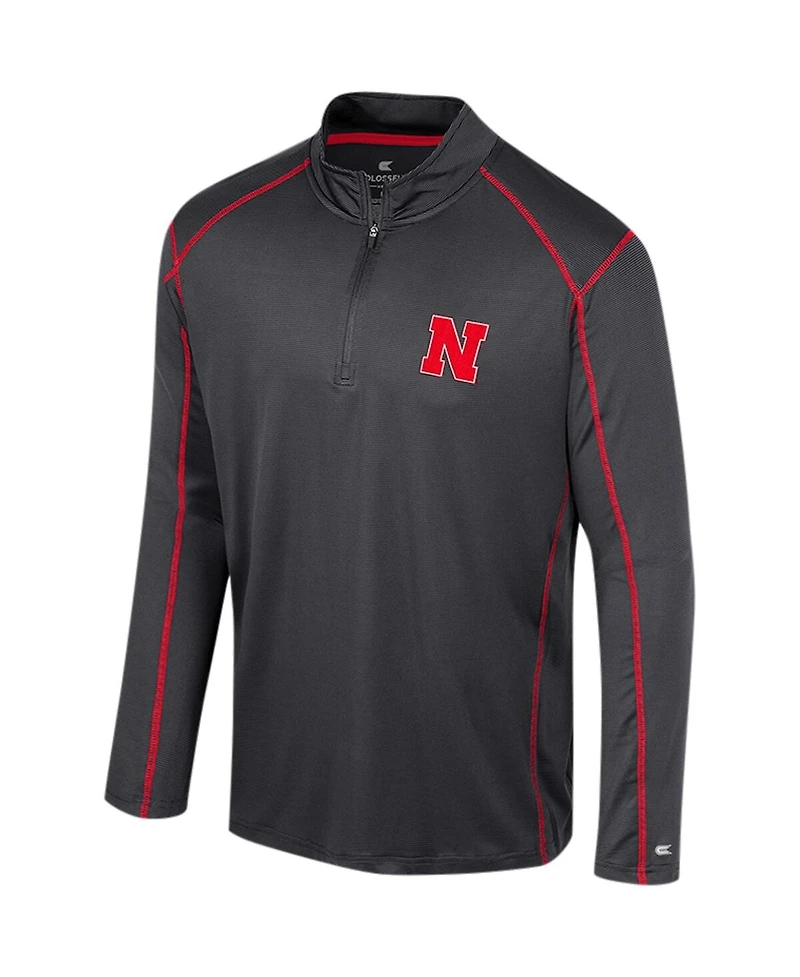 Men's Colosseum Black Nebraska Huskers Cameron Quarter-Zip Windshirt