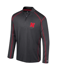 Men's Colosseum Black Nebraska Huskers Cameron Quarter-Zip Windshirt