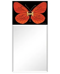 Empire Art Direct "Designer Butterfly" Rectangular Beveled Mirror on Free Floating Printed Tempered Art Glass, 48" x 24" x 0.4"