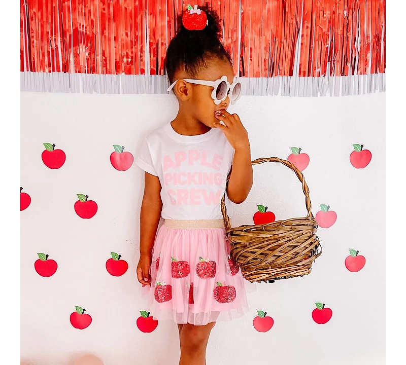 Sweet Wink Toddler Girls Apple Picking Crew Short Sleeve T-Shirt