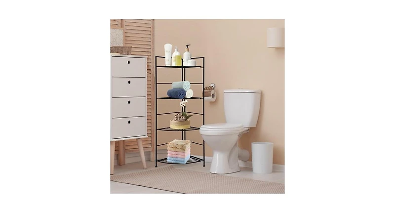 4 Tier Folding Metal Shelf Plant Stand Storage Open Shelf Corner Display Rack