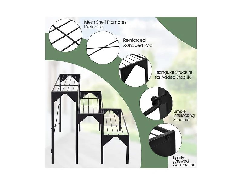 3 Tier Outdoor Metal Heavy Duty Modern for Multiple Plant Display Stand Rack