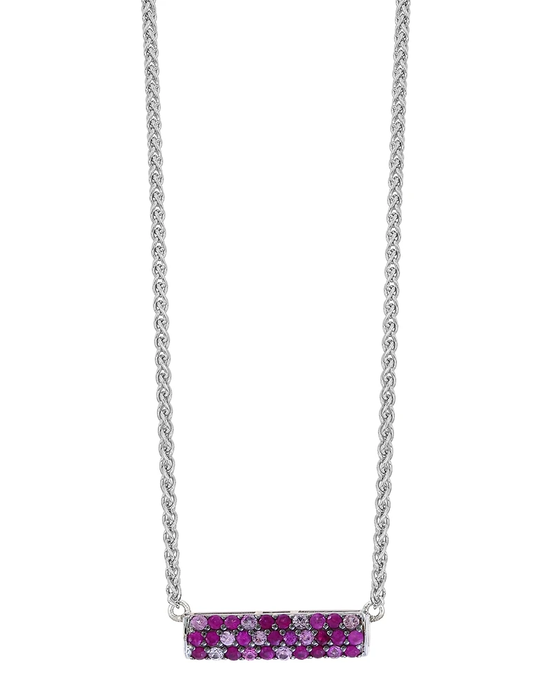 Effy Sapphire Bar 16" Pendant Necklace (9/10 ct. t.w.) in Sterling Silver