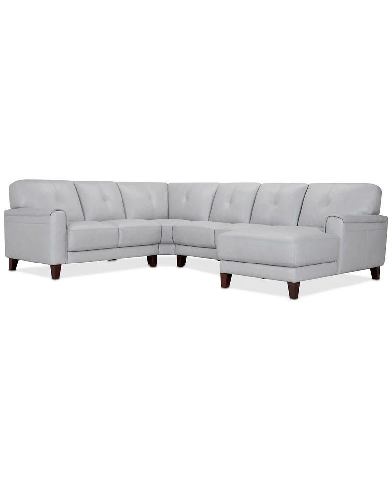 Closeout! Ashlinn 120" 4-Pc. Pastel Leather Sectional, Created for Macy's