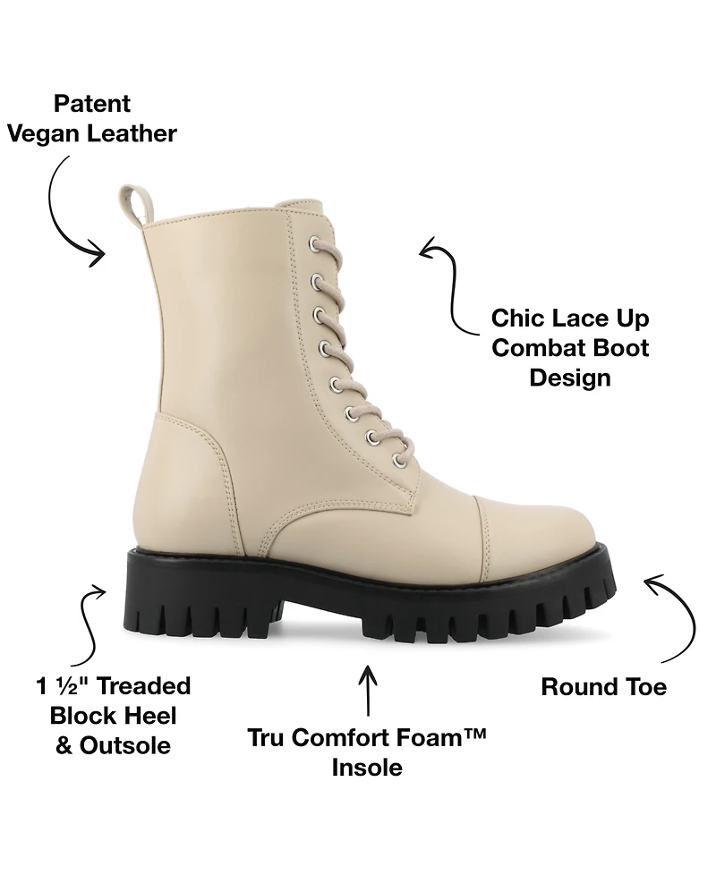 Journee Collection Women's Aaley Lace Up Lug Combat Bootie