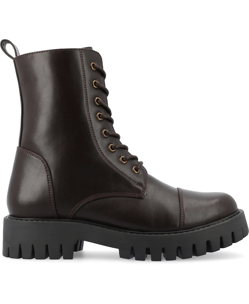 Journee Collection Women's Aaley Lace Up Lug Combat Bootie