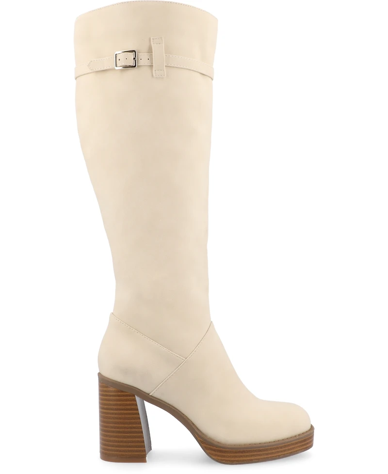 Journee Collection Women's Letice Wide Width Calf Square Toe Platform Knee High Boots