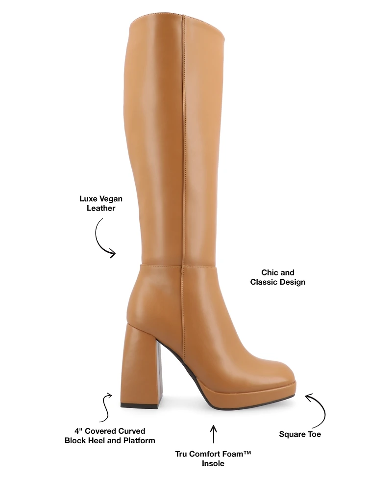 Journee Collection Women's Mylah Platform Block Heel Knee High Boots