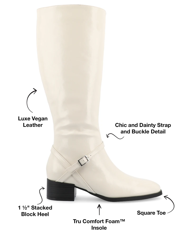 Journee Collection Women's Rhianah Wide Width Calf Block Heel Knee High Riding Boots