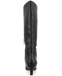 Journee Collection Women's Tullip Kitten Heel Pointed Toe Knee High Dress Boots