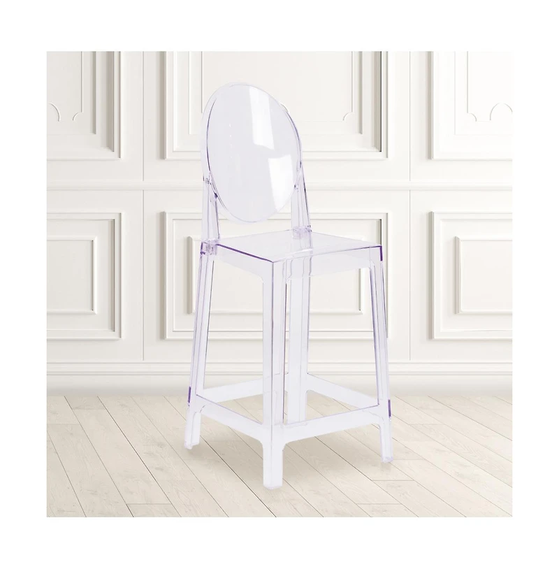 Ghost Counter Stool In Transparent Crystal With Oval Back