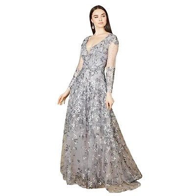 Lara Women's A-line Gown With Long Sleeves