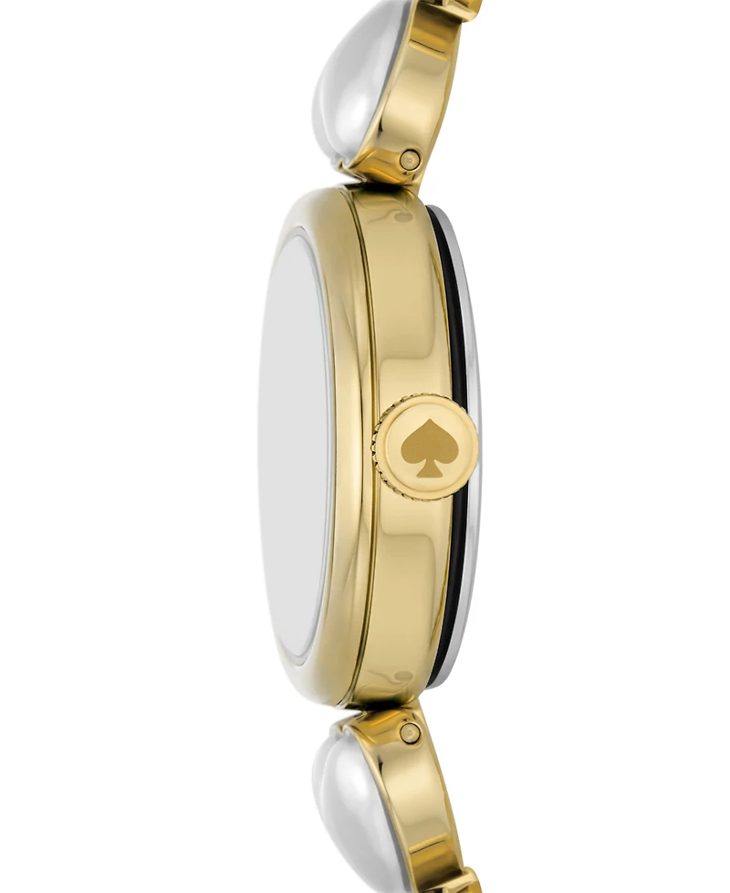 kate spade new york Women's Monroe Three Hand Gold-Tone Stainless Steel and Imitation Pearl Watch 24mm