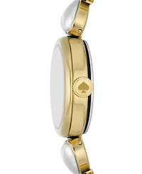 kate spade new york Women's Monroe Three Hand Gold-Tone Stainless Steel and Imitation Pearl Watch 24mm