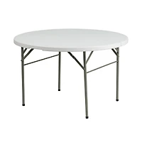 Emma+Oliver 4-Foot Round Bi-Fold Plastic Banquet And Event Folding Table With Carrying Handle
