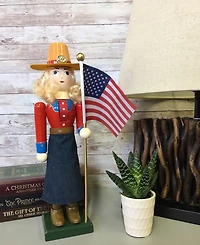 Santa's Workshop 14" Cowgirl and Flag Nutcracker Figurine