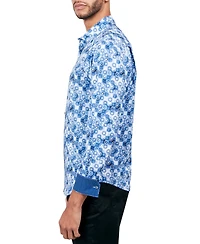 Society of Threads Men's Regular-Fit Non-Iron Performance Stretch Geo-Print Button-Down Shirt