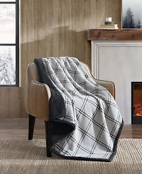 Eddie Bauer Kettle Falls Plaid Cotton Yarn Dye Flannel Reversible Throw, 60 " X 50"
