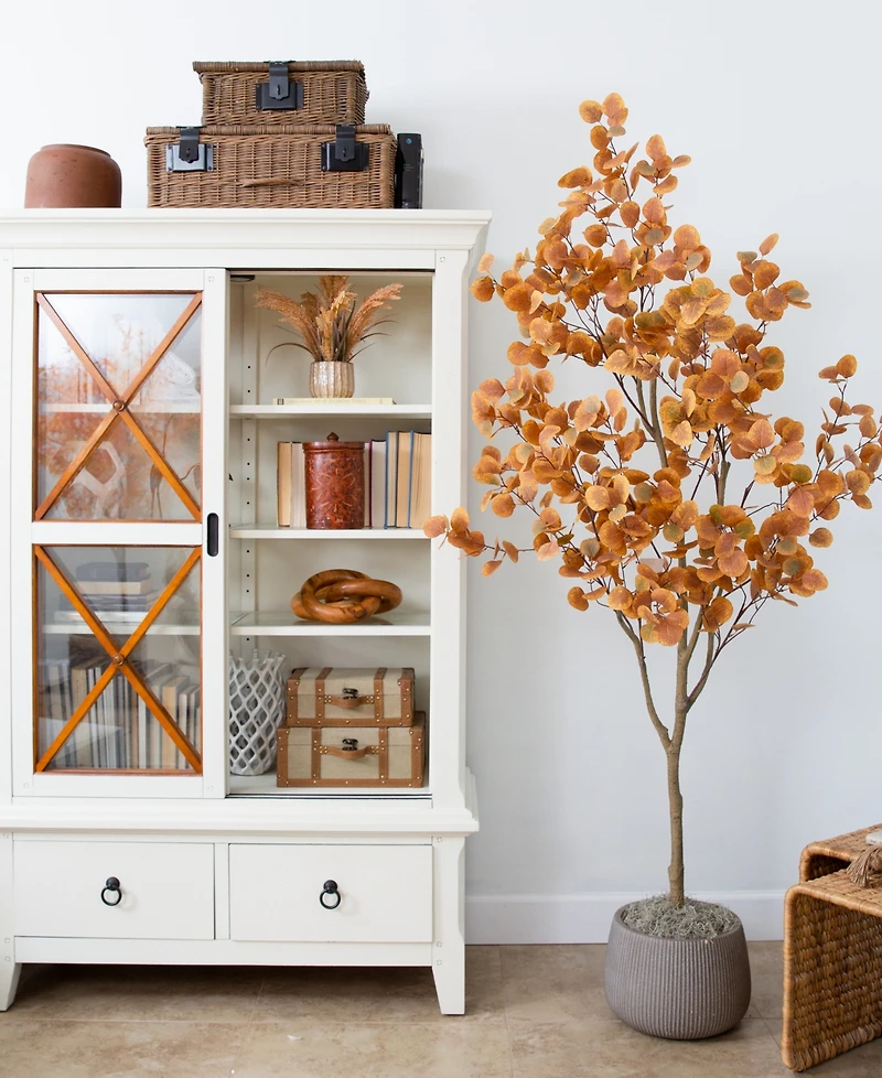 Nearly Natural 84" Artificial Autumn Fall Eucalyptus Tree