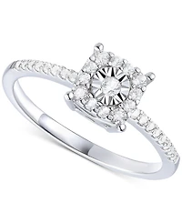 Promised Love Diamond Square Halo Ring (1/4 ct. t.w.) in Sterling Silver