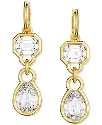 Swarovski Gold-Tone Mixed Crystal Double Charm Hoop Earrings