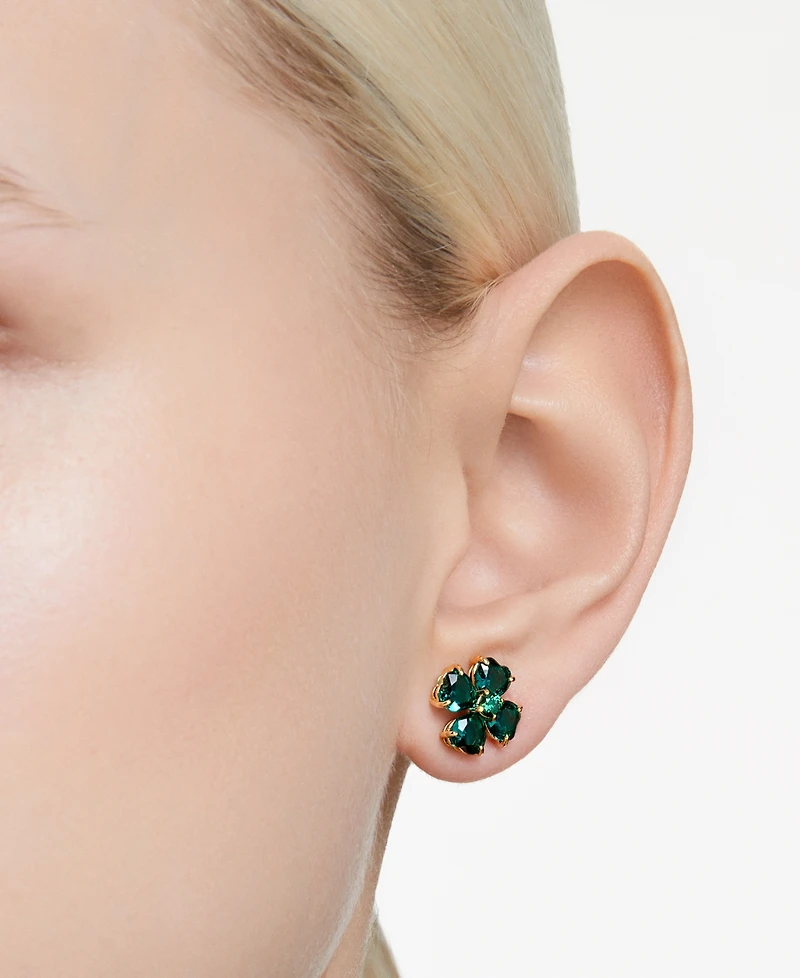 Swarovski Gold-Tone Idyllia Green Crystal Stud Earrings