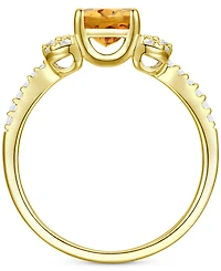Citrine (1 ct. t.w.) & Lab-Grown White Sapphire (1/4 Ring 14k Gold-Plated Sterling Silver (Also Additional Gemstones)