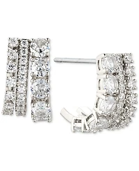 Eliot Danori Silver-Tone Cubic Zirconia Small J-Hoop Earrings, Created for Macy's