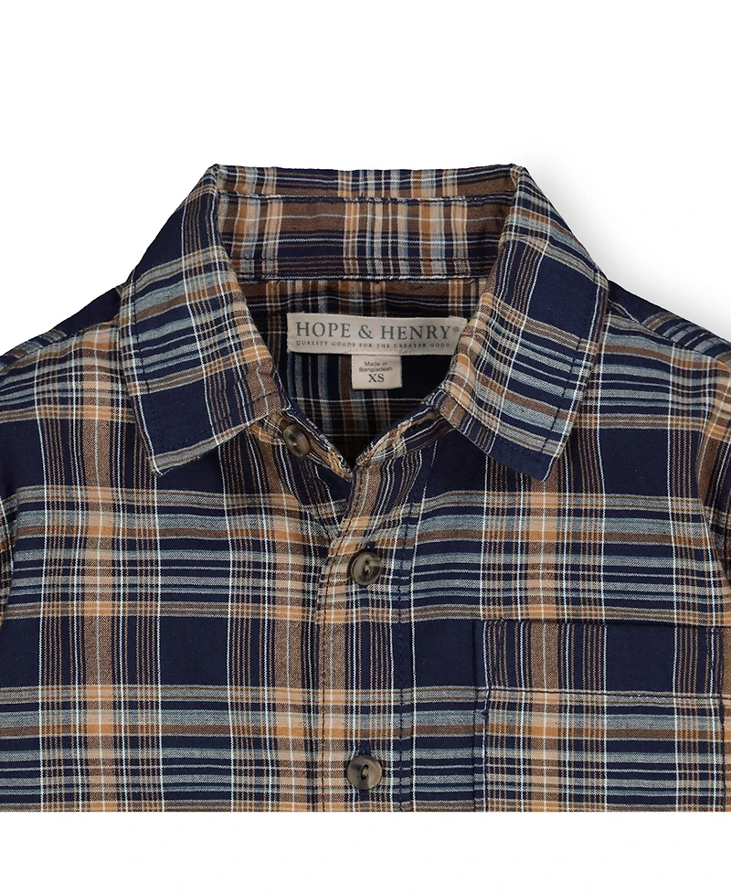 Hope & Henry Baby Boys Organic Convertible Double Weave Button Down Shirt