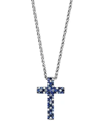 Effy Sapphire Ombre Cross 18" Pendant Necklace (2-1/2 ct. t.w.) in Sterling Silver