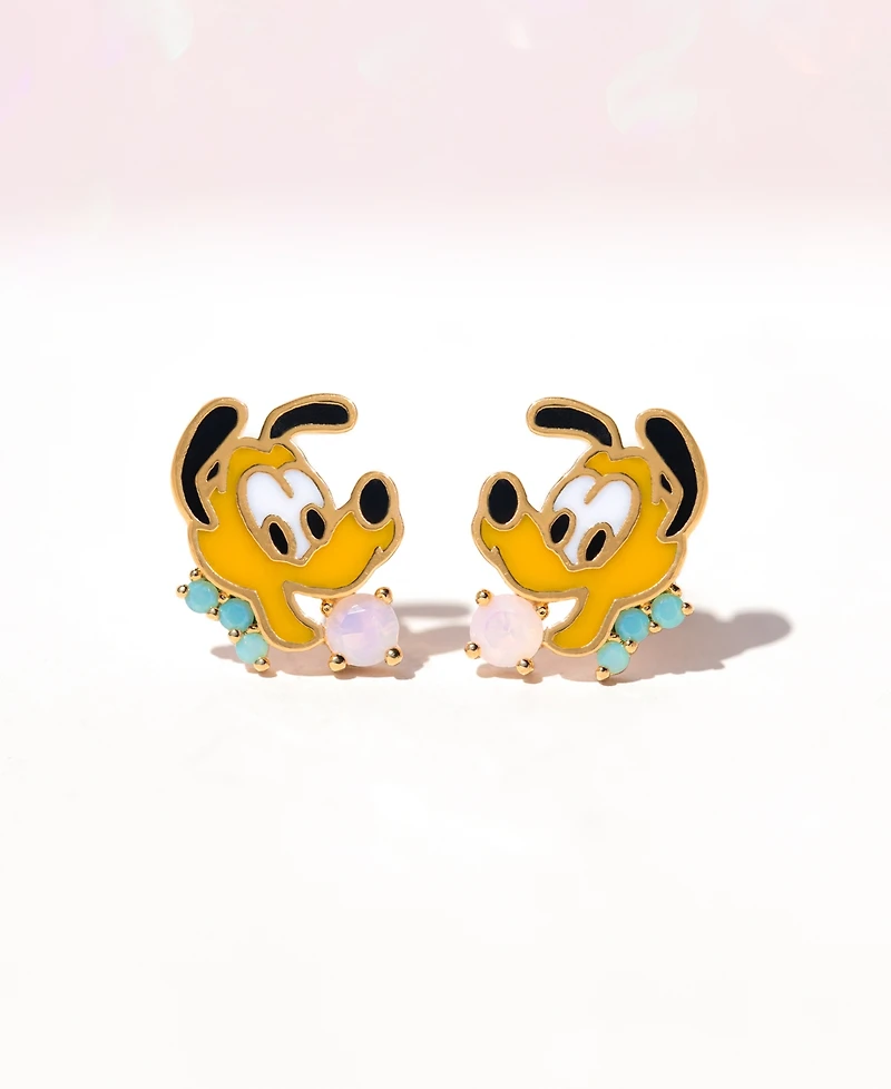 Girls Crew 18k Gold-Plated Color Crystal Pluto Stud Earrings