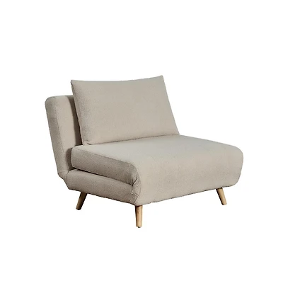 Merrick Lane Celine Convertible Tri-Fold Sleeper Chair With Channel Stitching And Pillow