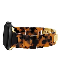 Anne Klein Women's Marbleized Tortoise Acetate and Gold-Tone Alloy Metal Bracelet designed for Apple Watch 42mm (Series 1-3 only) & 44/45/46/49mm (Ult