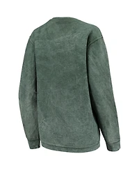 Women's Pressbox Green Distressed Michigan State Spartans Comfy Cord Vintage-Like Wash Basic Arch Pullover Sweatshirt