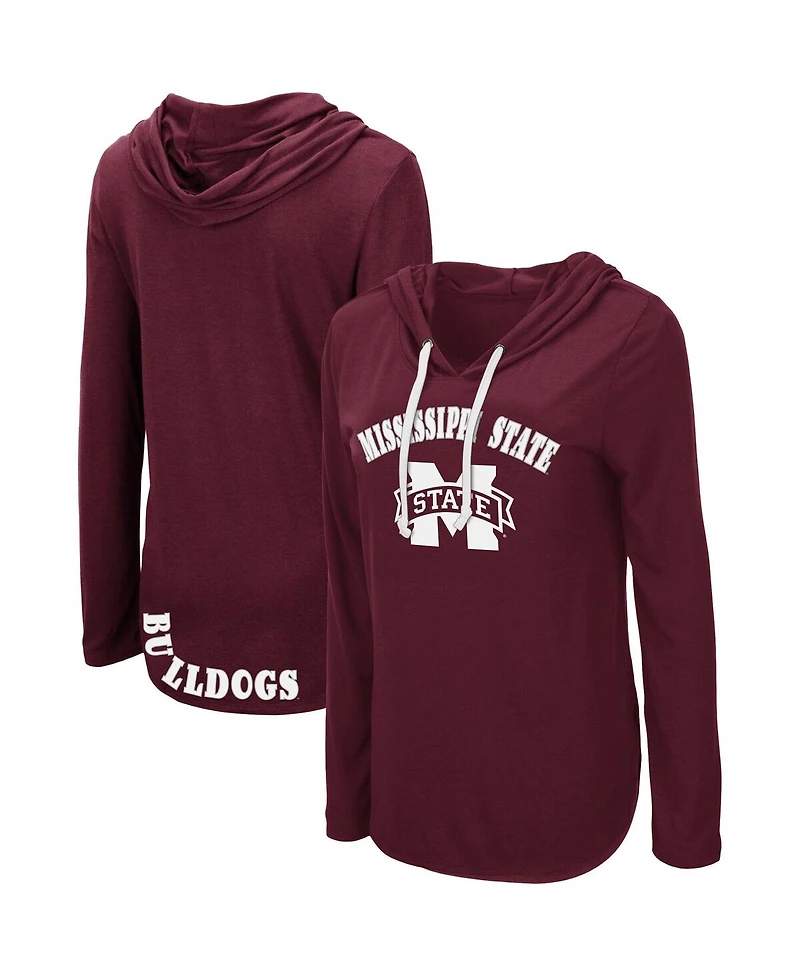 Women's Colosseum Maroon Mississippi State Bulldogs My Lover Lightweight Hooded Long Sleeve T-shirt