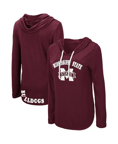 Women's Colosseum Maroon Mississippi State Bulldogs My Lover Lightweight Hooded Long Sleeve T-shirt