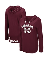 Women's Colosseum Maroon Mississippi State Bulldogs My Lover Lightweight Hooded Long Sleeve T-shirt
