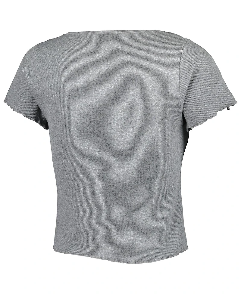 Women's Gray Arkansas Razorbacks Baby Rib Lettuce-Edge Trim T-shirt