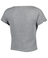 Women's Gray Arkansas Razorbacks Baby Rib Lettuce-Edge Trim T-shirt