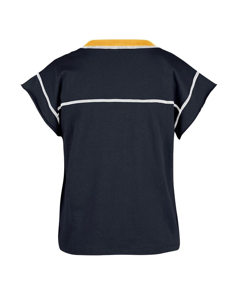 Women's '47 Brand Navy Michigan Wolverines Sound Up Maya Cutoff T-shirt