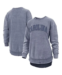Women's Pressbox Navy Distressed North Carolina Tar Heels Ponchoville Pullover Sweatshirt