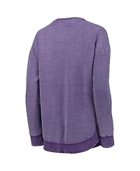 Women's Pressbox Purple Distressed Clemson Tigers Ponchoville Pullover Sweatshirt