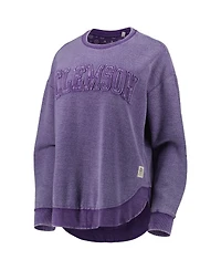 Women's Pressbox Purple Distressed Clemson Tigers Ponchoville Pullover Sweatshirt