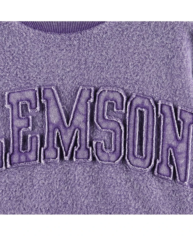 Women's Pressbox Purple Distressed Clemson Tigers Ponchoville Pullover Sweatshirt