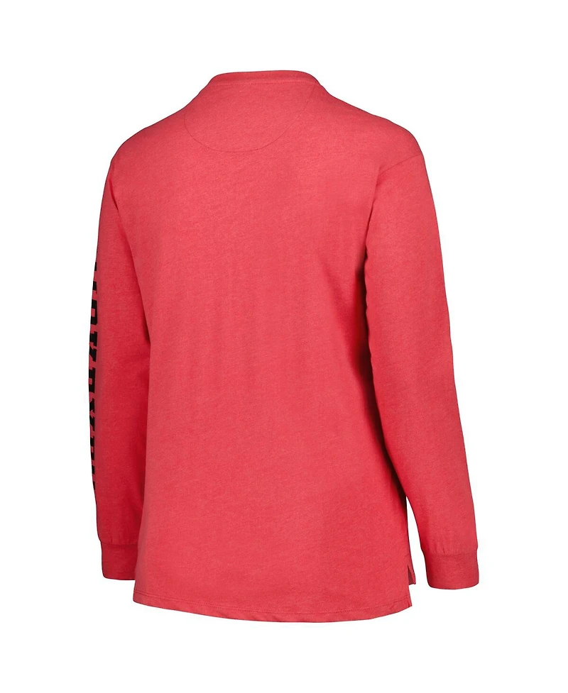 Women's Pressbox Scarlet Ohio State Buckeyes Plus Size 2-Hit Canyon Long Sleeve T-shirt