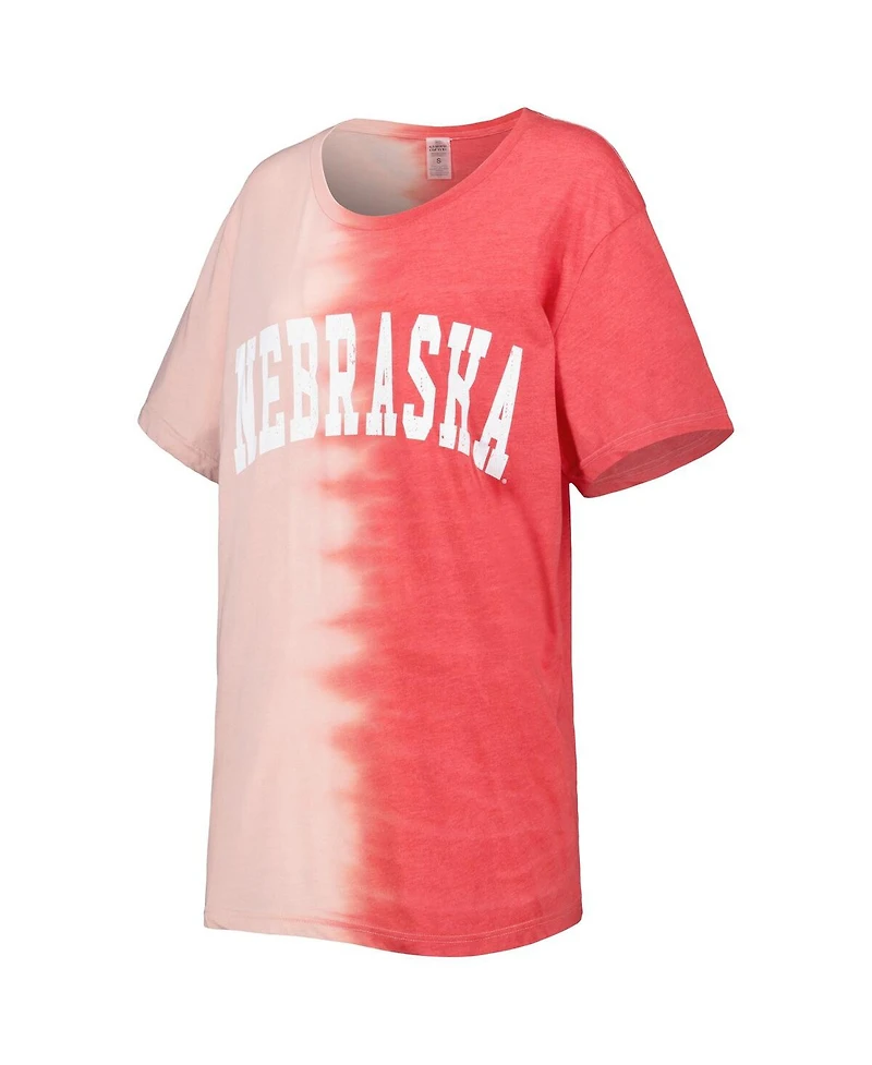 Women's Gameday Couture Scarlet Distressed Nebraska Huskers Find Your Groove Split-Dye T-shirt