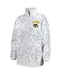 Women's Gameday Couture Heather Gray Iowa Hawkeyes Leopard Quarter-Zip Sweatshirt